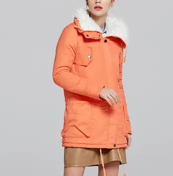 2018 zimné dámske nové kapucňou dlhej časti bavlna čalúnená teplé teplou farbou baránok cashmere kabát, bundu tide