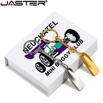JASTER Nové Voľný Vlastné Logo Kovové Tip Tvar s Box Memory Stick USB 2.0 64 GB 32 GB, 16 GB 8 GB 4 GB USB Flash Disk s Krúžok na kľúče