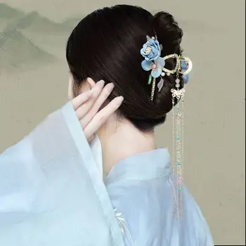 Klasická Strapec Vlásenky Hanfu Headdress Orchidea Účes Nožnice Cheongsam Dávnych Kostým Elegantný a Jemný
