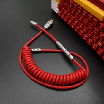 MelGeek Ručné Mechanické Keyboad TPU USB Kábel S Cievka Letec Prispôsobené Kábel Klávesnice Typ C Červená