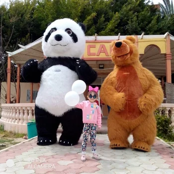 Nafukovacie Panda Maskot Veľké Chlpaté Polar Bear Cosplay Cartoon Kostým Človeka Na Sebe Bábika Fursuit Chlpaté Vyhovuje