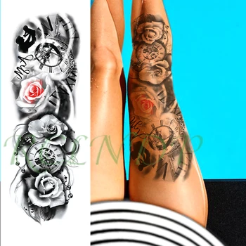 Nepremokavé Dočasné Tetovanie Nálepky kvet pocket watch list dieťa plný rameno veľké falošné tatto flash tetovanie nálepka pre mužov, ženy