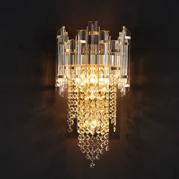 Nordic Spálňa Nástenné Svietidlo Luxusná Obývacia Izba Crystal Light Moderný Minimalistický Svetlom Pozadí Sconce Gold Crystal Nástenné Svietidlo