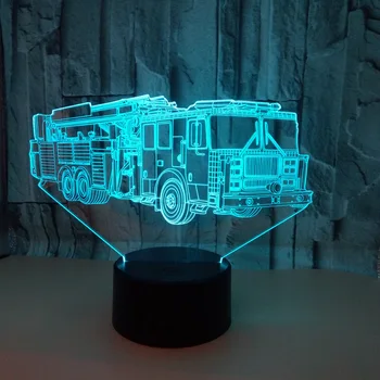 Nový Typ Požiaru Truck 3d Lampa Led Postupné Ilúziu, Stolná Lampa Dotyk A Diaľkové Ovládanie Tvorivé 3d Led Malá stolná Lampa